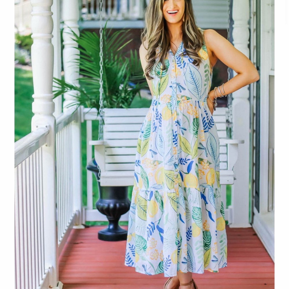 Olivia James the label Botanical lemon dress.